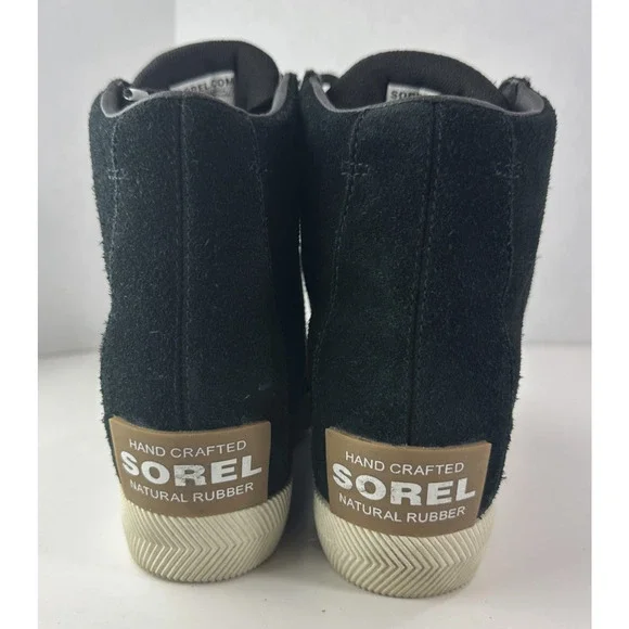 Sorel Out n About Wedge Shoes Suede Ankle Boot Black Lace Sneakers Women's 8.5 - Picture 13 of 16